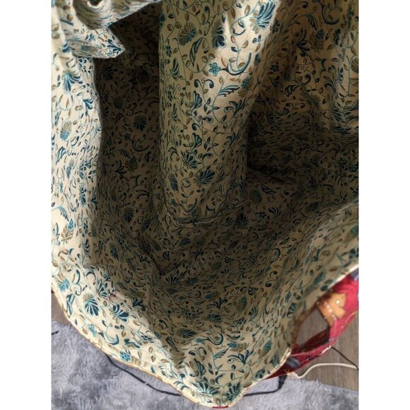 Quilted Patchwork Tote Bag Handmade Inner Pockets Hook Loop Closure Cottagecore - Picture 6 of 6